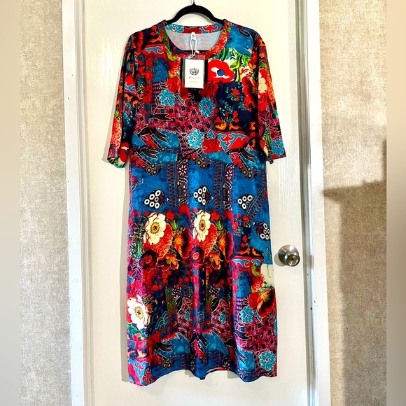 Dai yuan li - Multicolor Floral Long Sleeve Dress - Picture 1 of 8